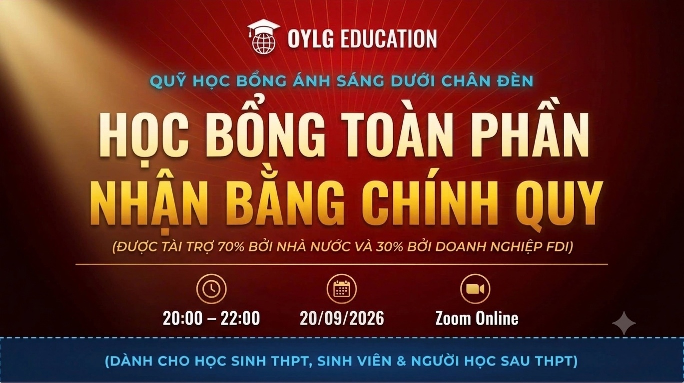 Buổi Tư Vấn Trực Tuyến Học Bổng Toàn Phần Ánh Sáng Dưới Chân Đèn - 20:00-22:00 ngày 20/09/2026 qua Zoom